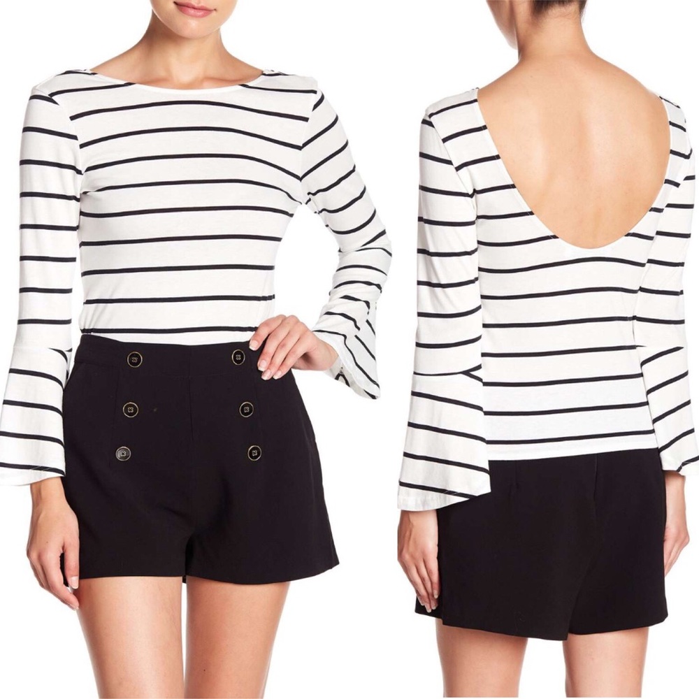 🛍 Cupcakes and Cashmere Stripe Bell Sleeve Top M